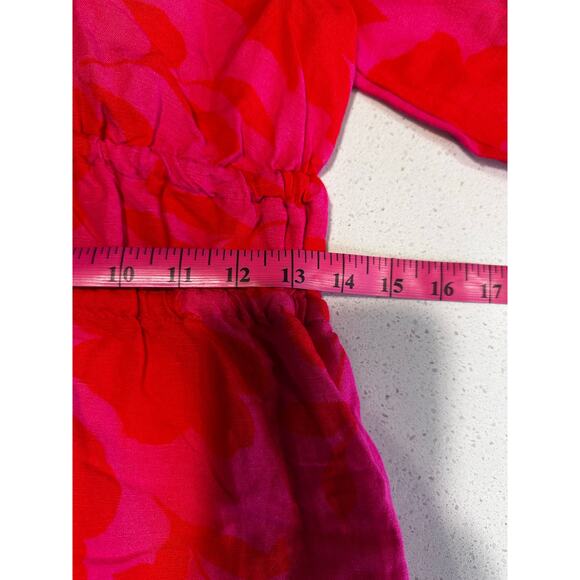 Kate Spade x Target Classic Rose Linen Long Sleeve Maxi Dress Pink/Red Sz XS - Picture 7 of 7